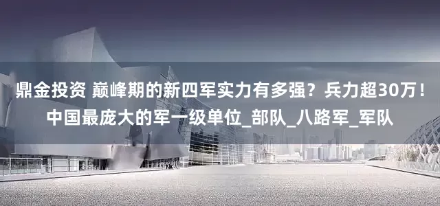 鼎金投资 巅峰期的新四军实力有多强？兵力超30万！中国最庞大的军一级单位_部队_八路军_军队